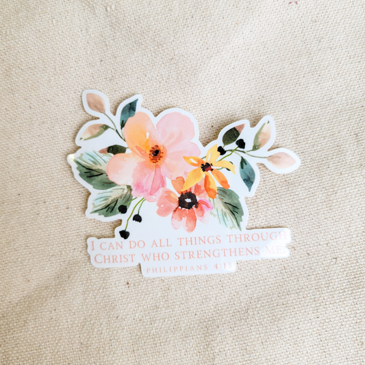 Scripted Pearl - I Can Do All Things Christian Vinyl Sticker, Waterproof