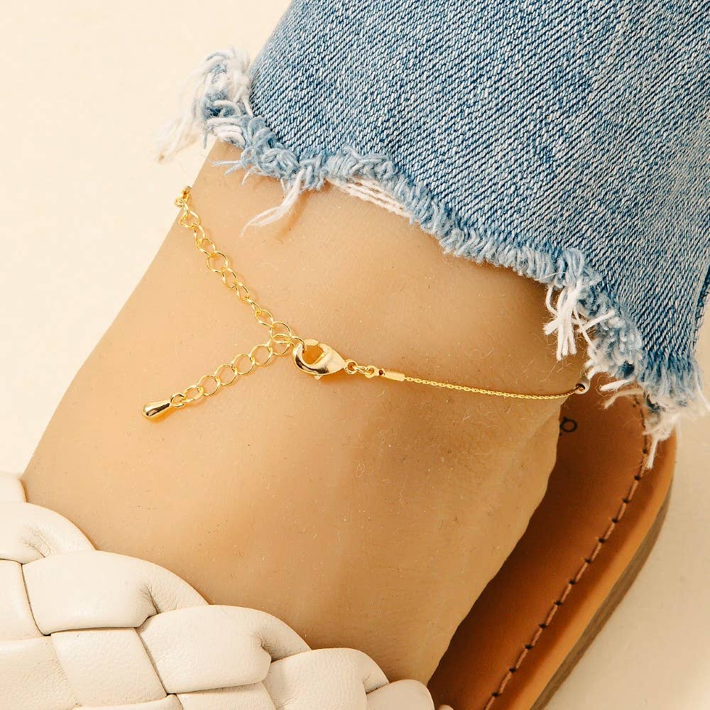 Pearl Beads Station Chain Anklet