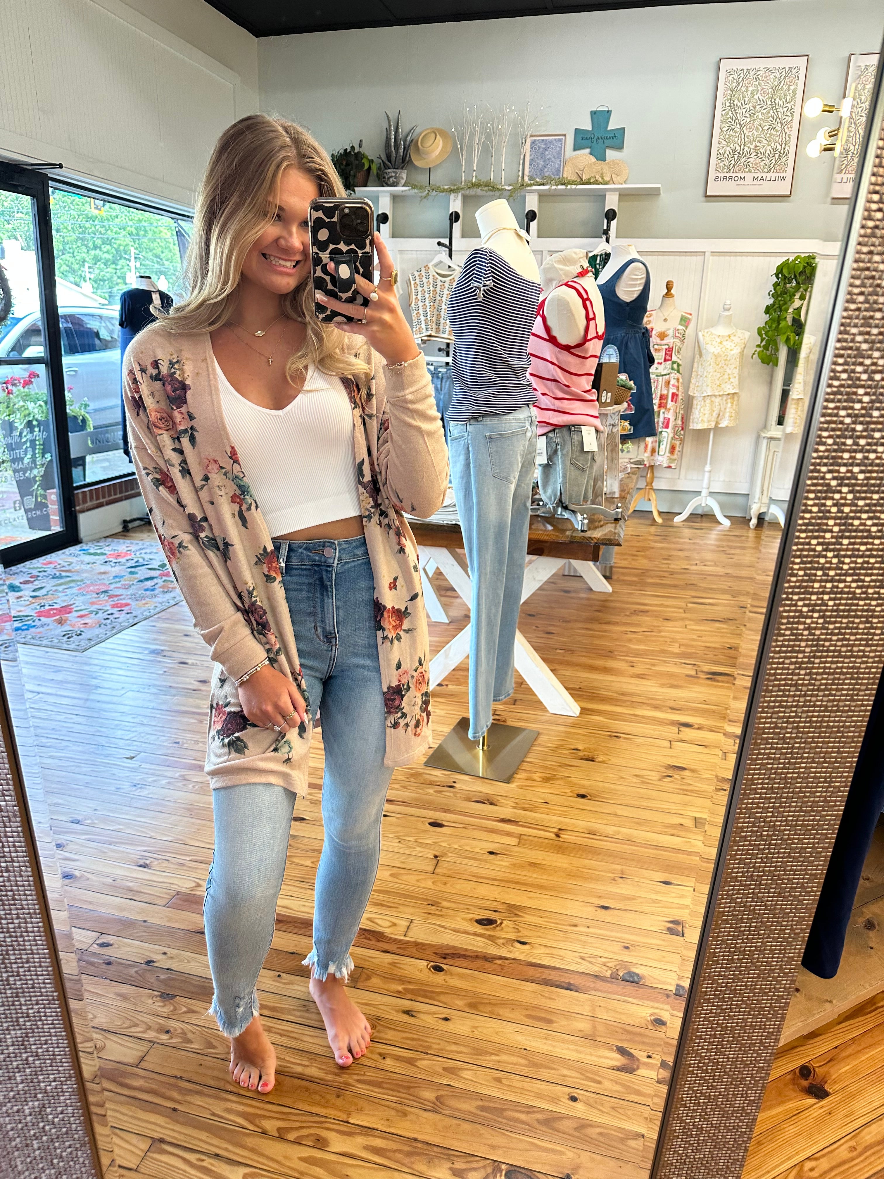 Floral print Knit casual style Cardigan (S-L)