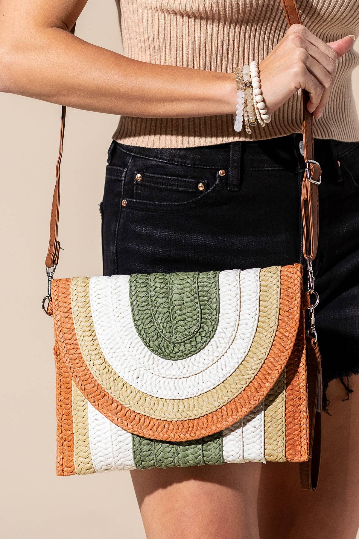 SALE! Colorful Striped Straw Crossbody/Clutch (2 Colors)