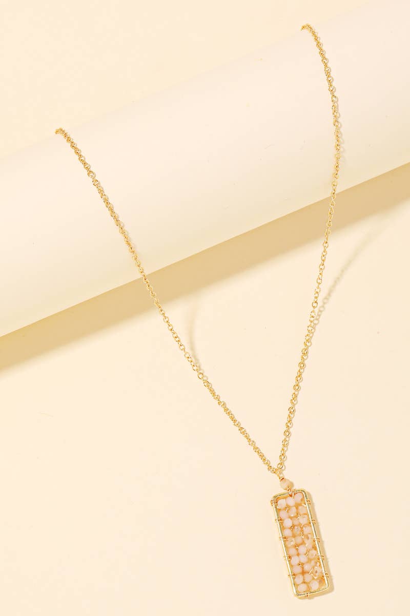 Beaded Rectangle Pendant Necklace