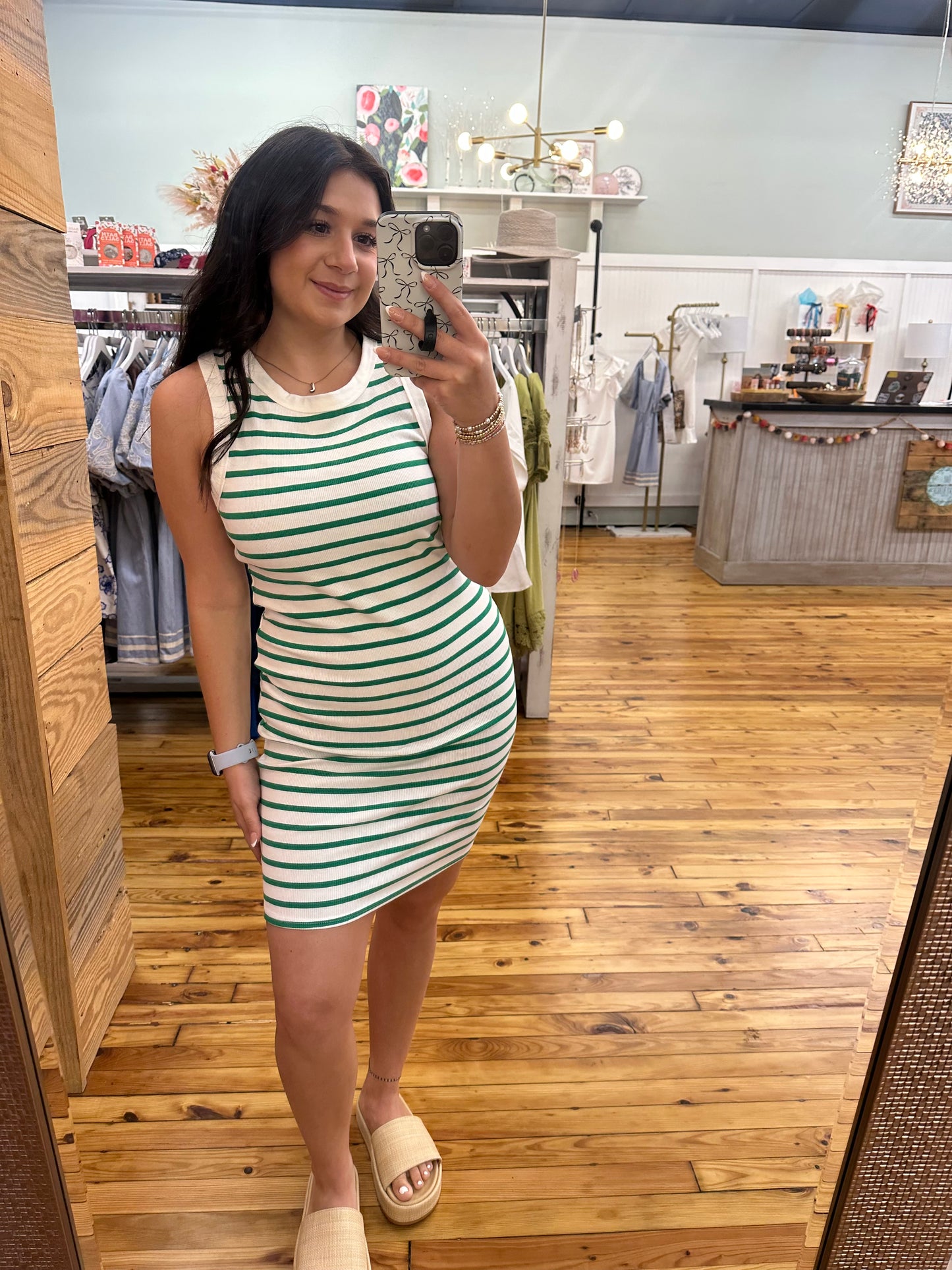 Striped Scoop Neck Mini Dress (S,M,L)