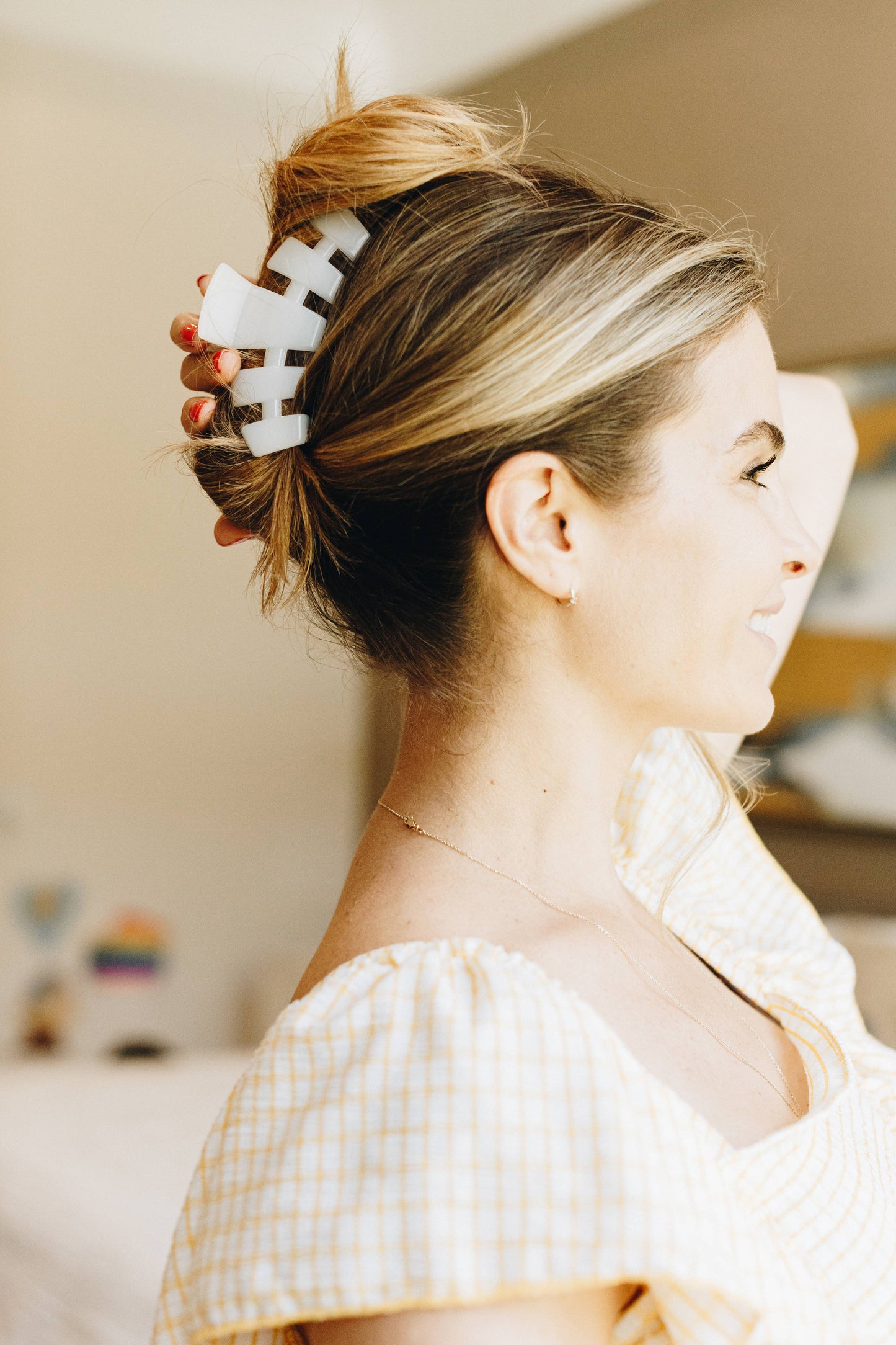 TELETIES - Classic Hair Clip | Large | Coconut White