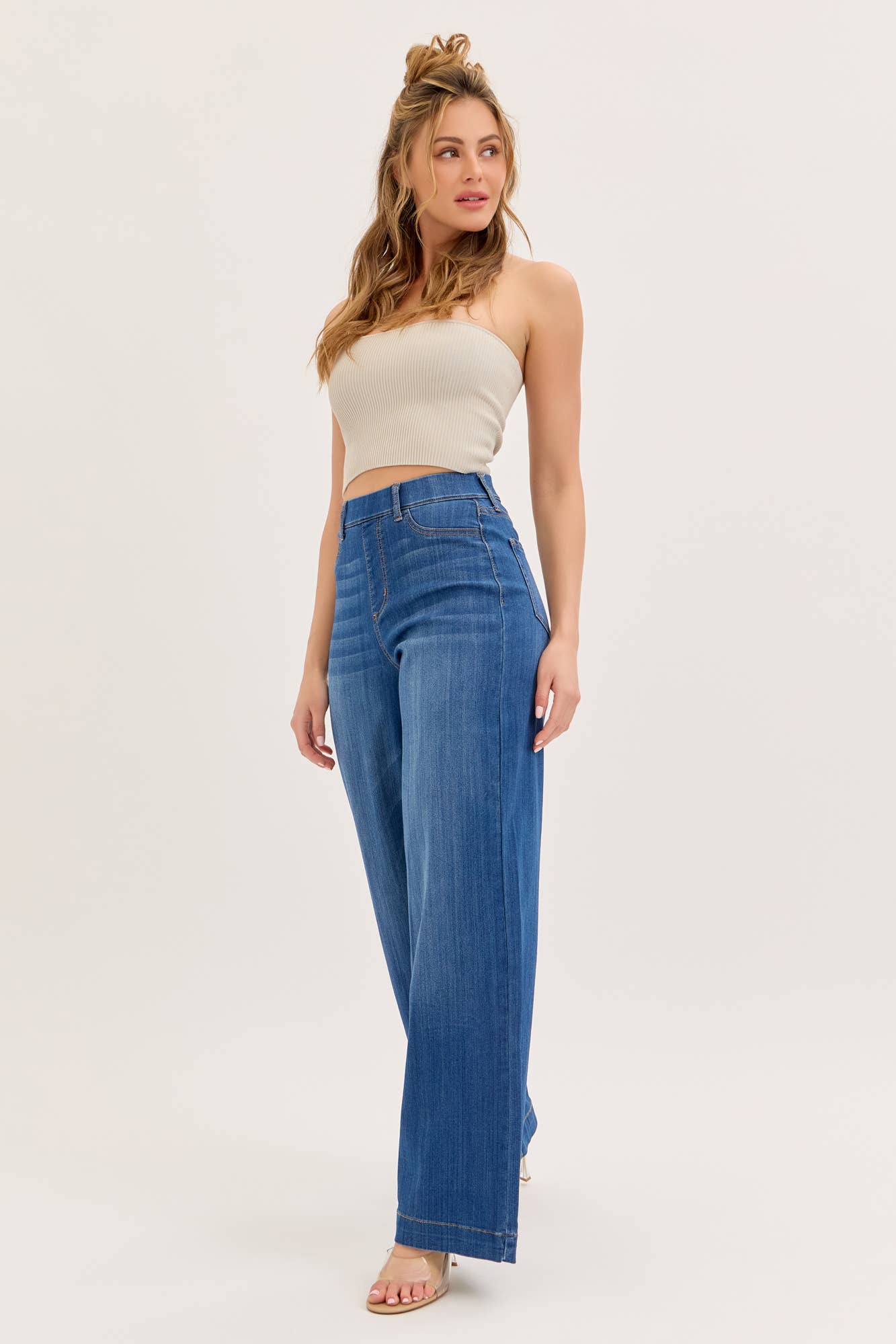 Cello Jeans - Comfort Medium High Rise Pull-On Wide Leg Denim (S-XL)
