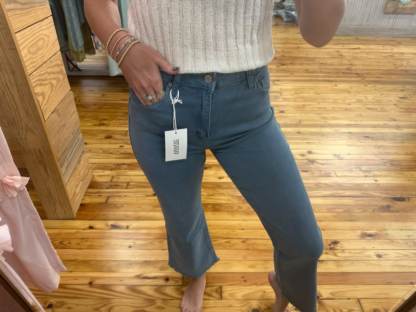 Acid Washed BOOTCUT Cropped Colored Pants (S-XL)(multiple color options)