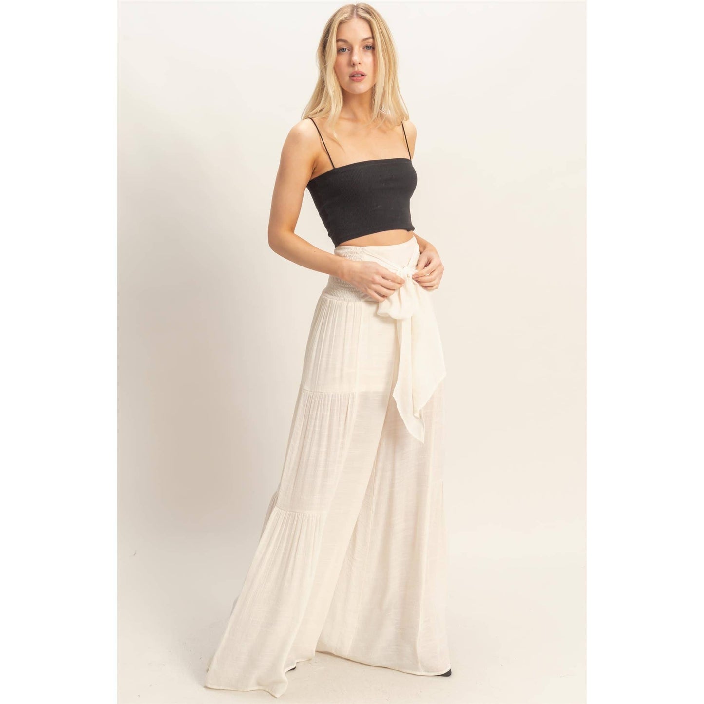 Smocked Waist Palazzo Pants (S-L)