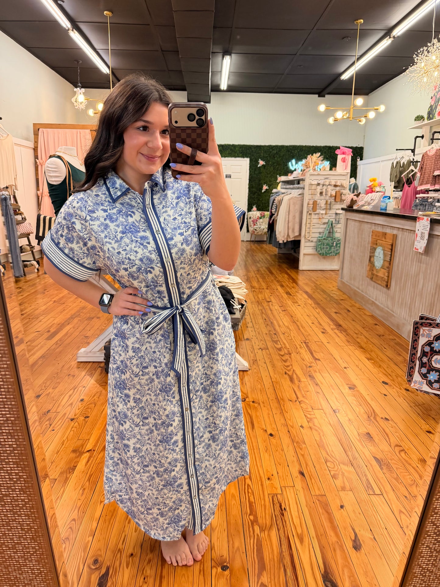 The Janie Midi Dress in Blue (S-L)