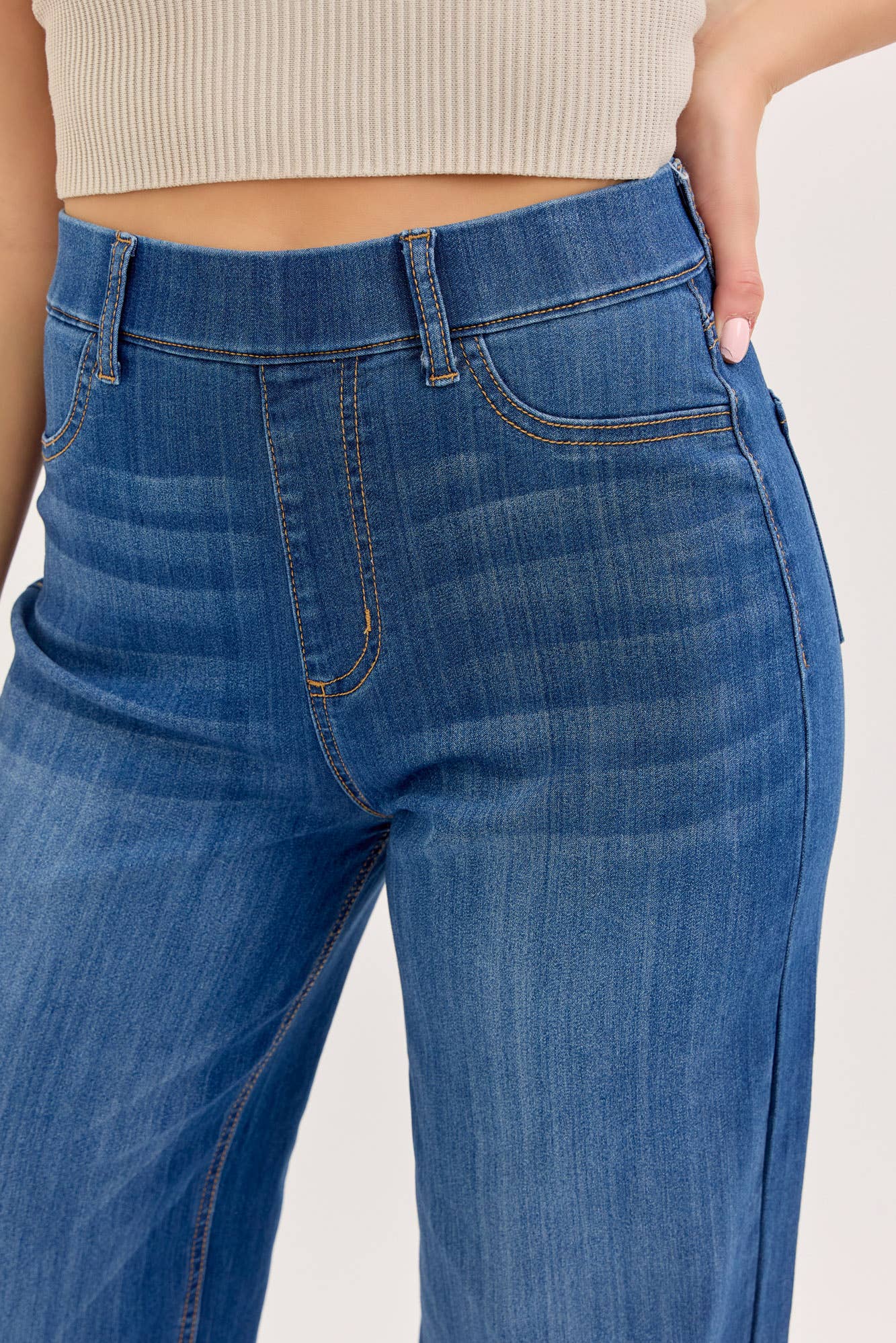 Cello Jeans - Comfort Medium High Rise Pull-On Wide Leg Denim (S-XL)
