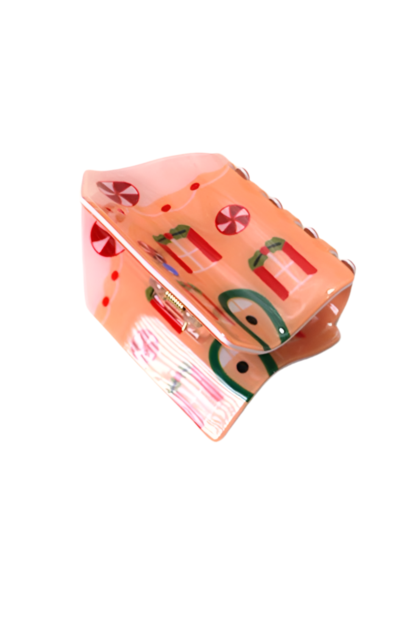 SALE! Gingerbread Christmas Hair Claw Clip: PINK