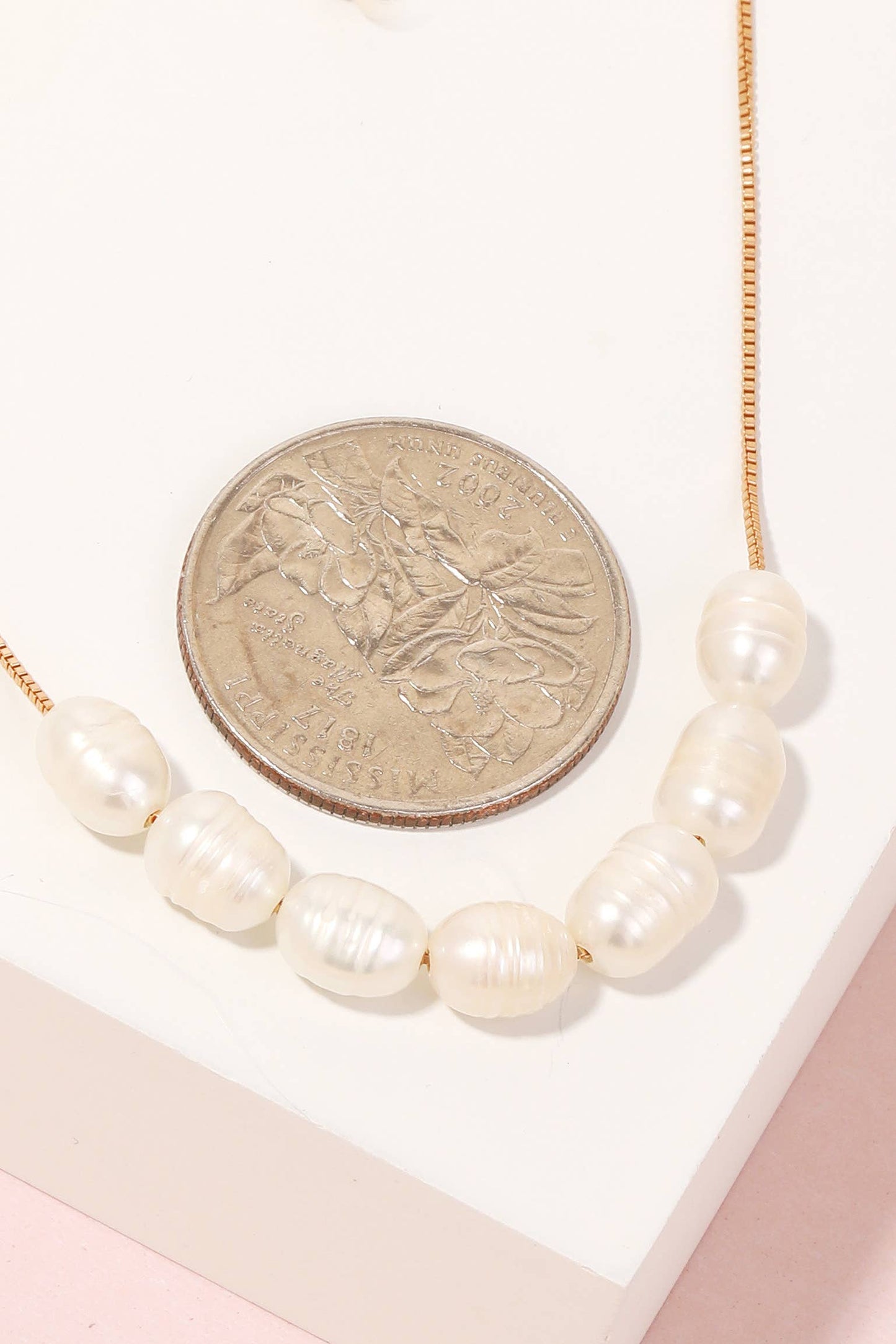 Pearly Bead Charms Dainty Chain Necklace