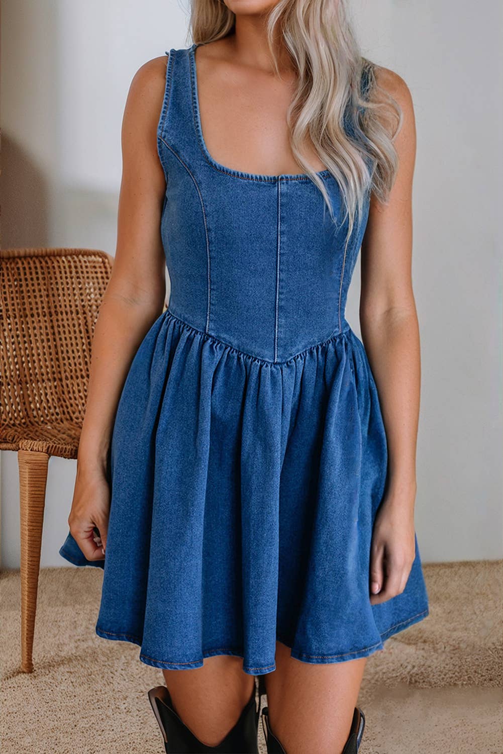 The Denim Bow Dress(S-XL)