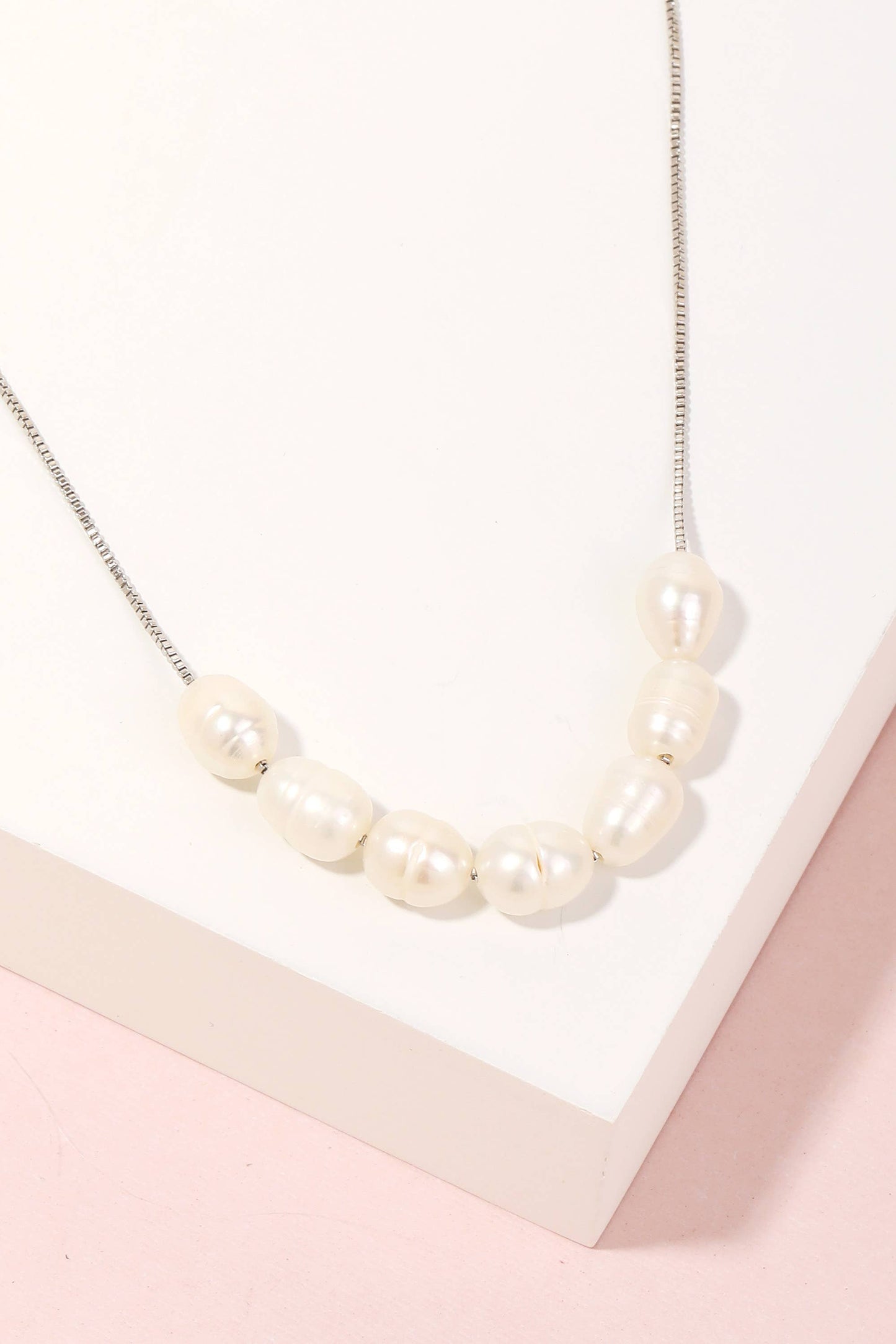 Pearly Bead Charms Dainty Chain Necklace