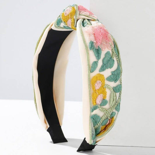 FLORAL COTTAG EMBROIDERY HAIR BAND HEADBAND (2 Colors)