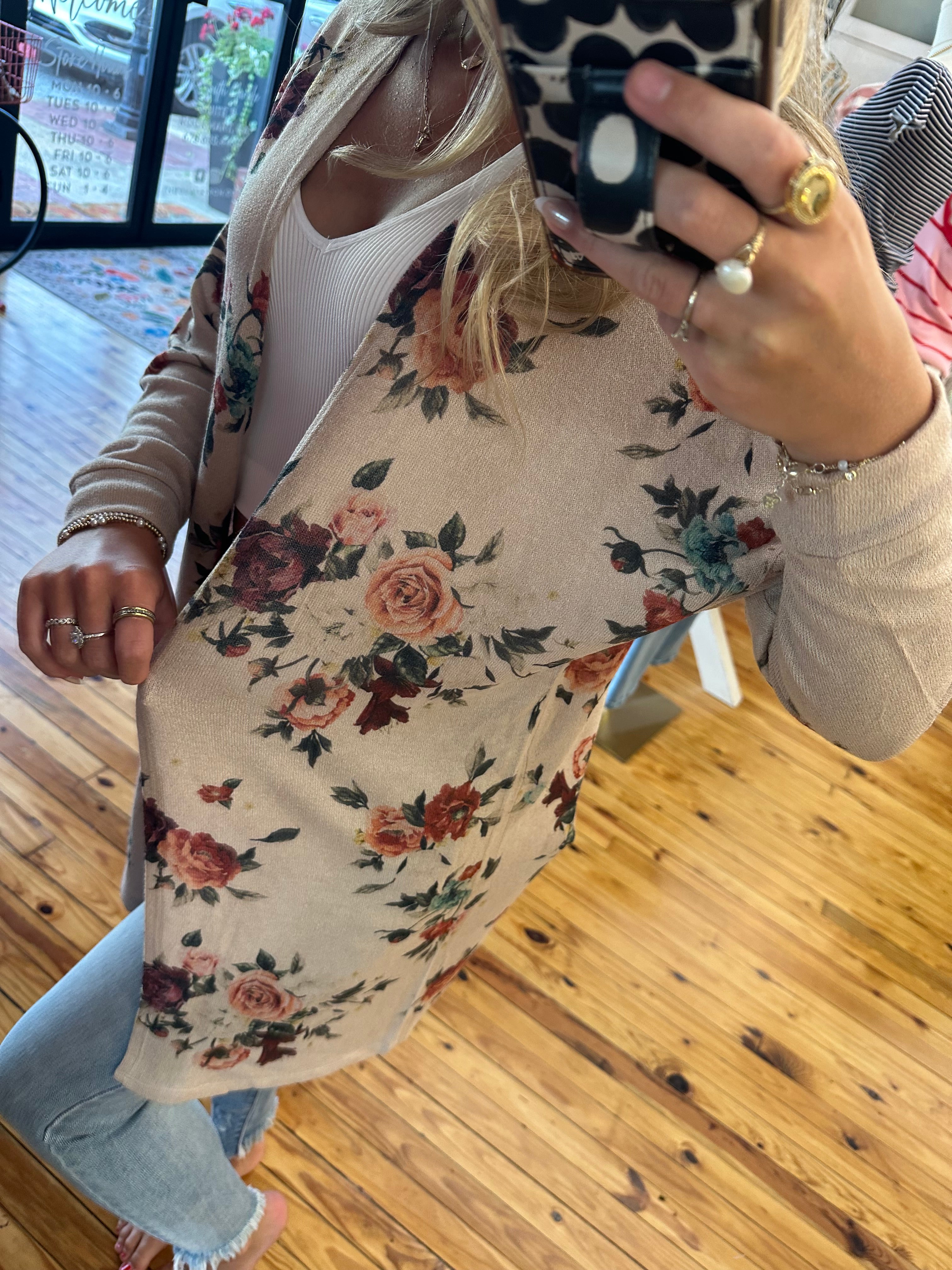 Floral print Knit casual style Cardigan (S-L)