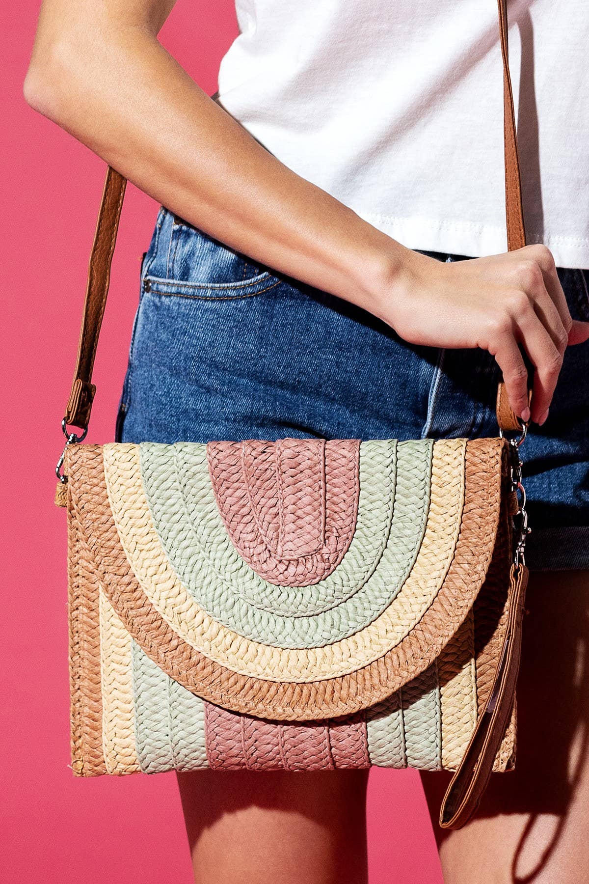 SALE! Colorful Striped Straw Crossbody/Clutch (2 Colors)