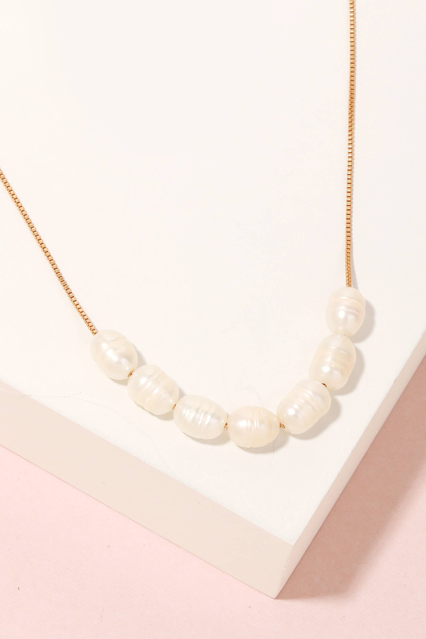 Pearly Bead Charms Dainty Chain Necklace