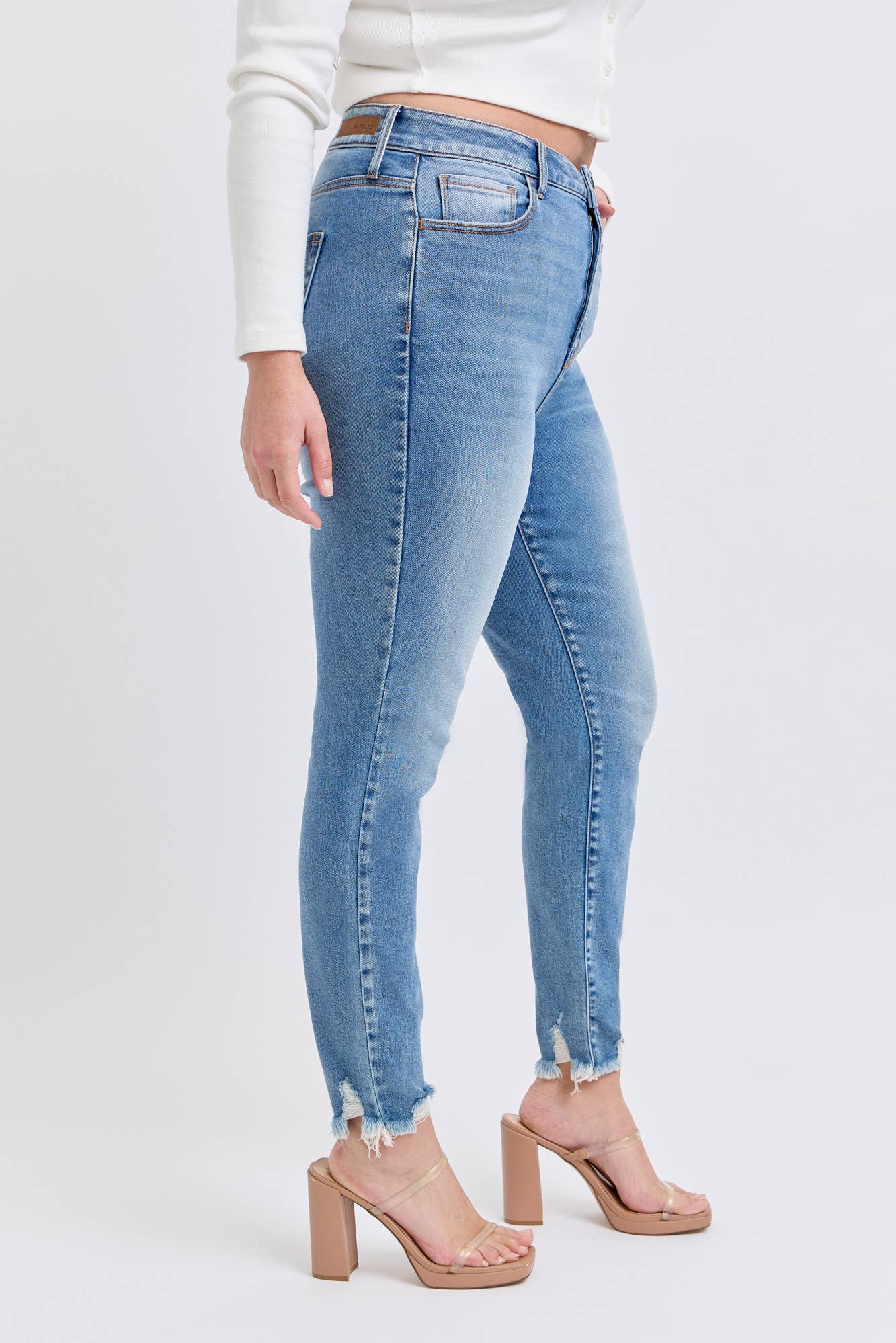 Cello Jeans- PLUS Ankle Skinny Jean with Frayed Hem Tinted (SIZES 14-22)