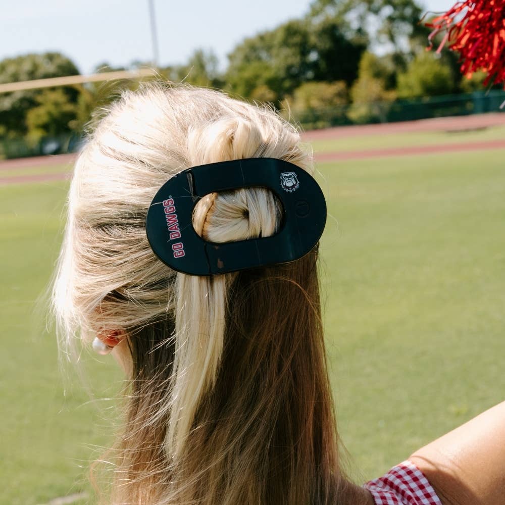 TELETIES - Flat Round Hair Clip | Large | Go Dawgs!