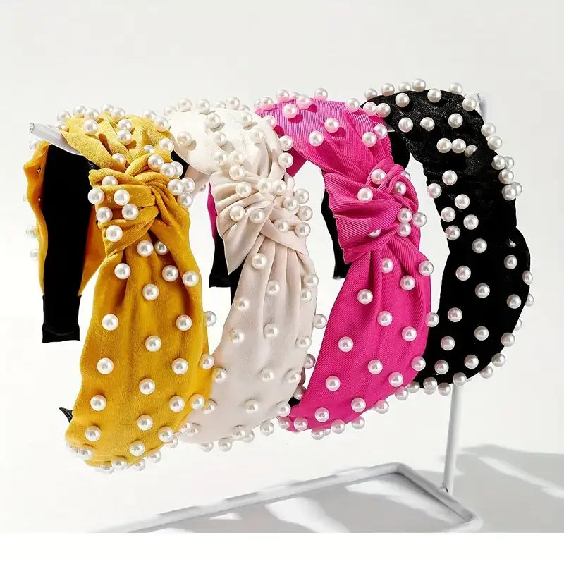 Pearl Beaded Knot Headbands (4 Colors)