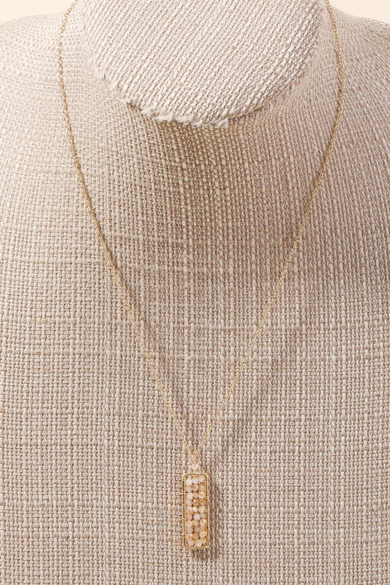Beaded Rectangle Pendant Necklace