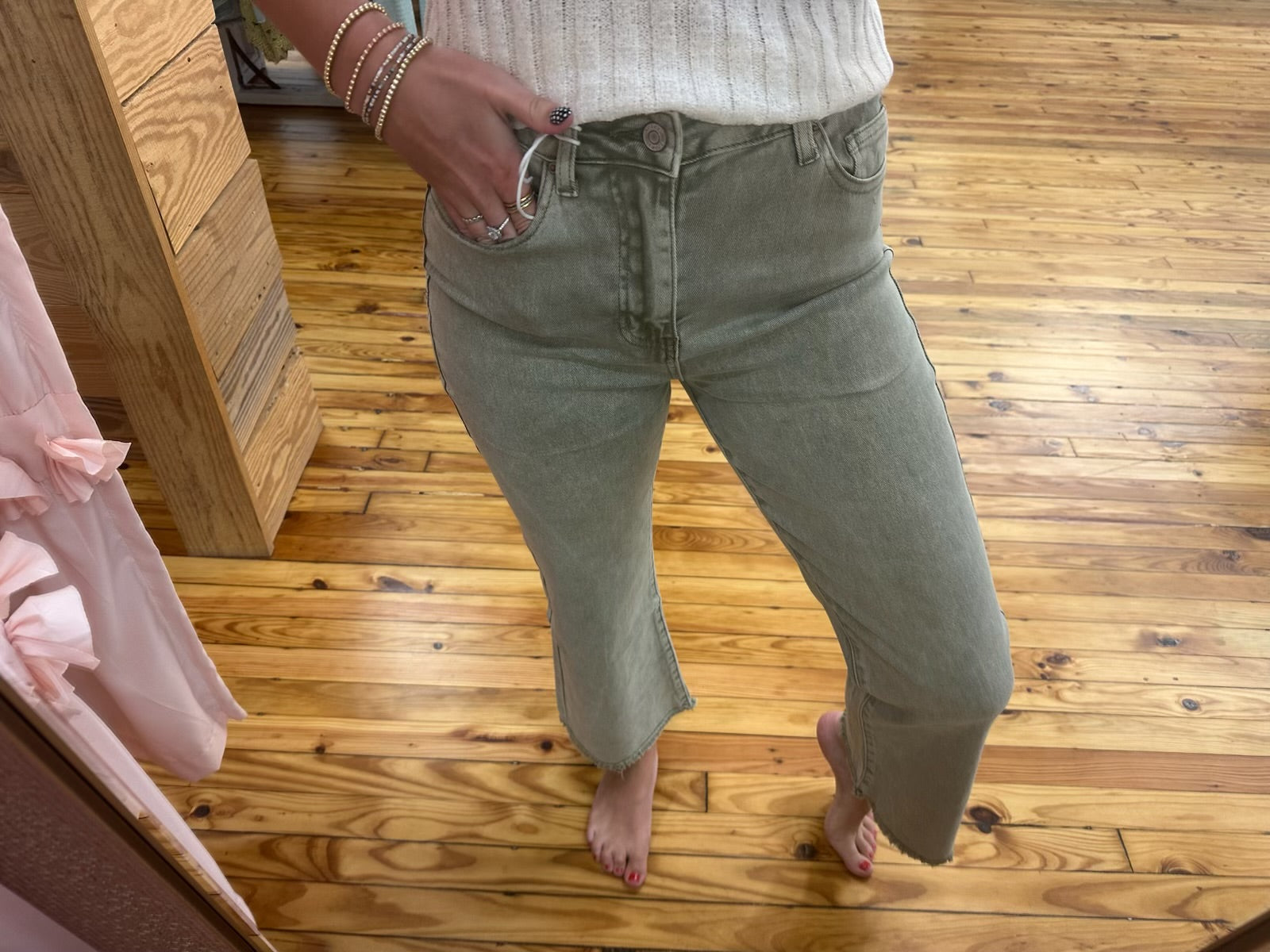 Acid Washed BOOTCUT Cropped Colored Pants (S-XL)(multiple color options)