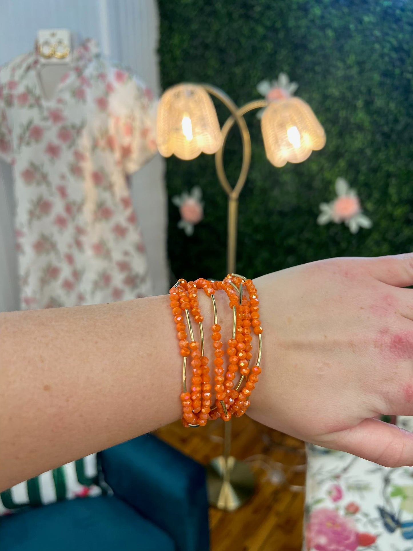 8 Layer Stackable Glass bead & Metal bracelet (3 colors)
