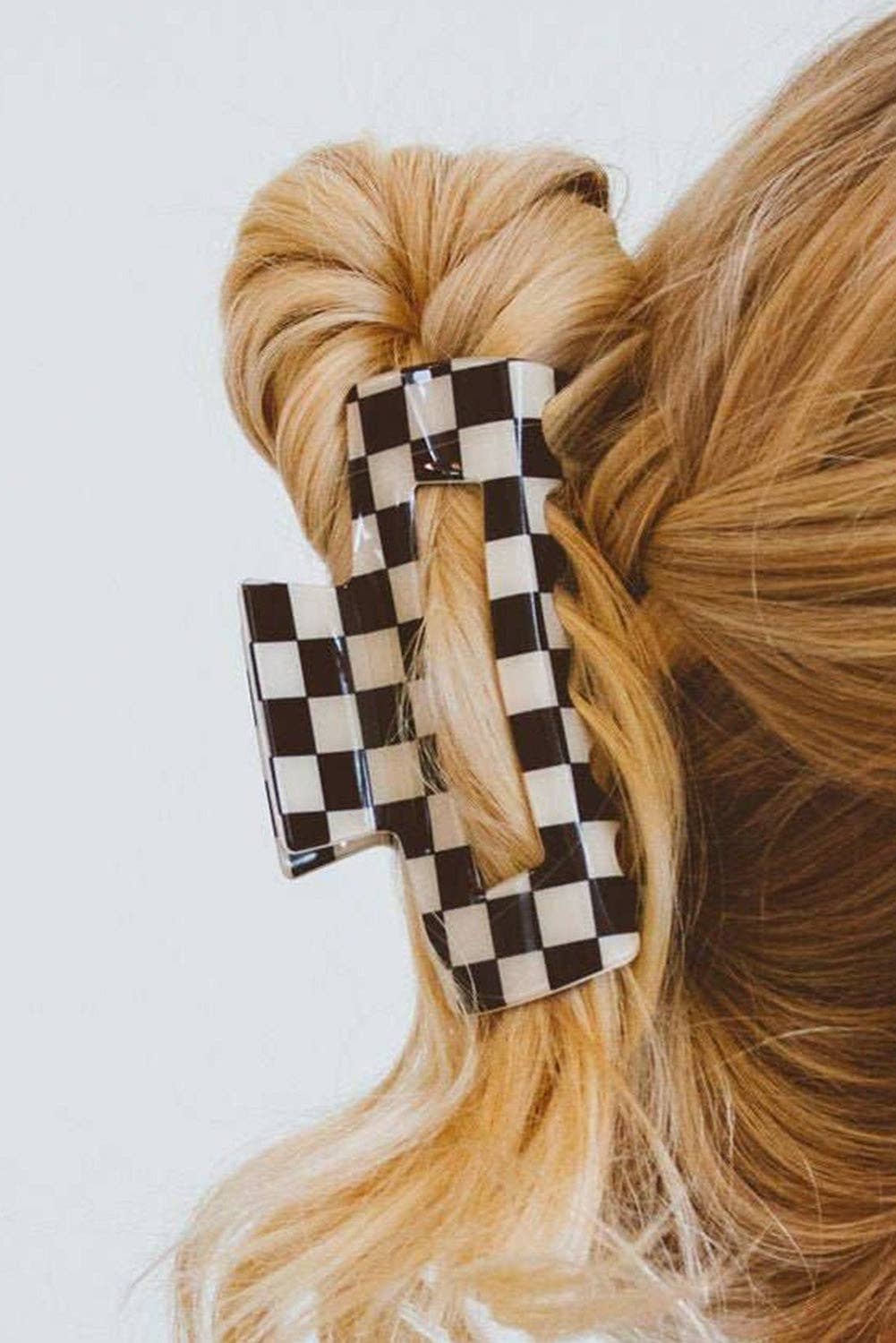 Checkered Print Claw Clip