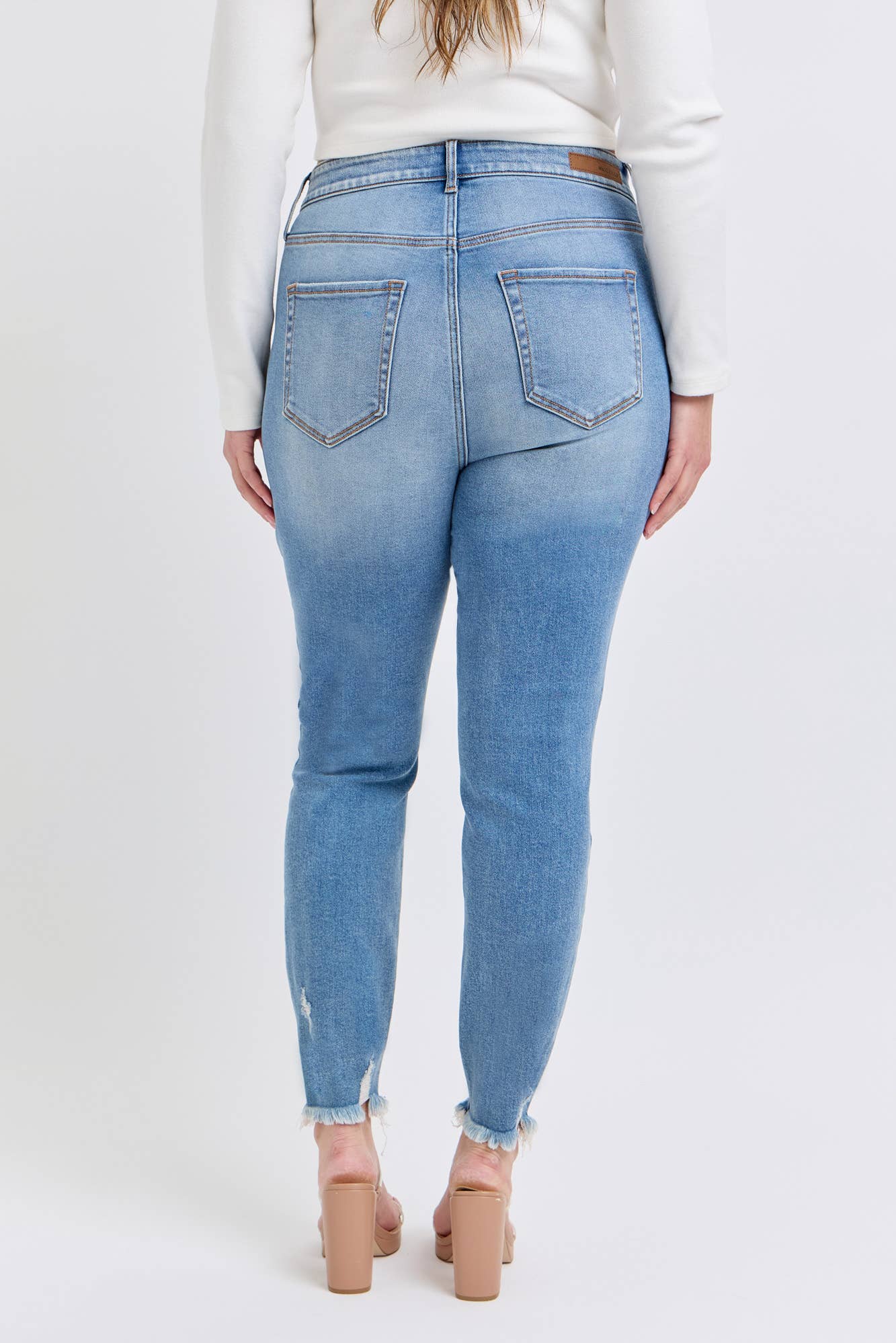 Cello Jeans- PLUS Ankle Skinny Jean with Frayed Hem Tinted (SIZES 14-22)