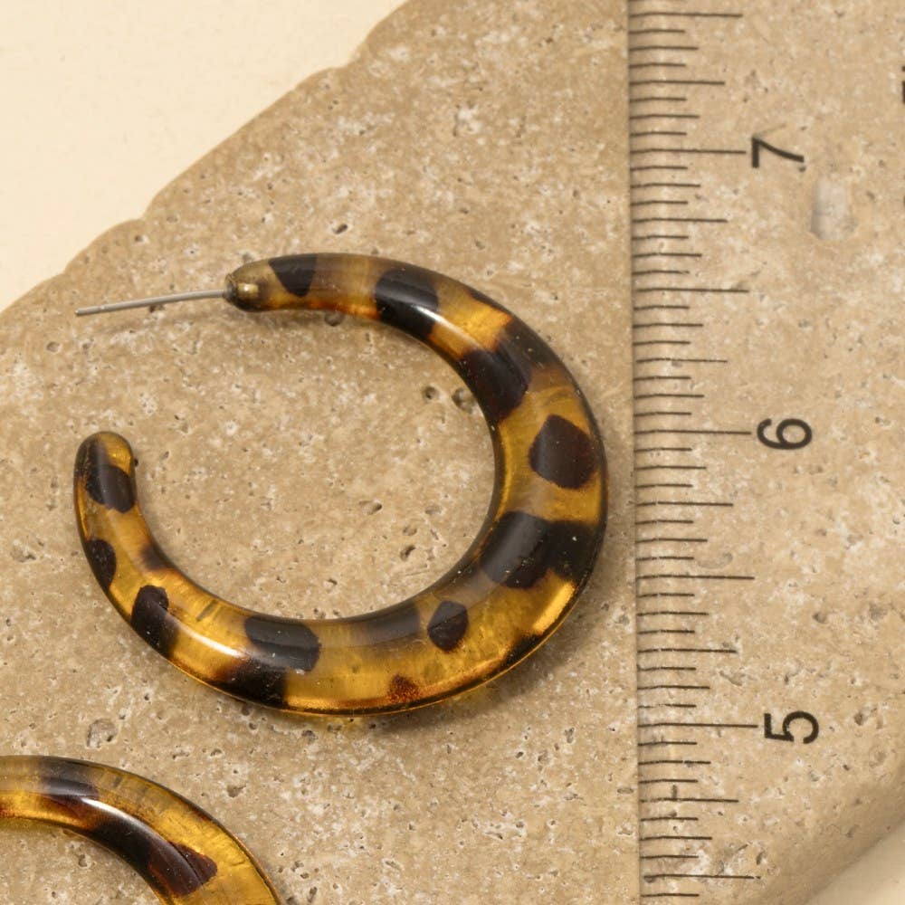 Tortoise Shell Resin Hoop Earrings