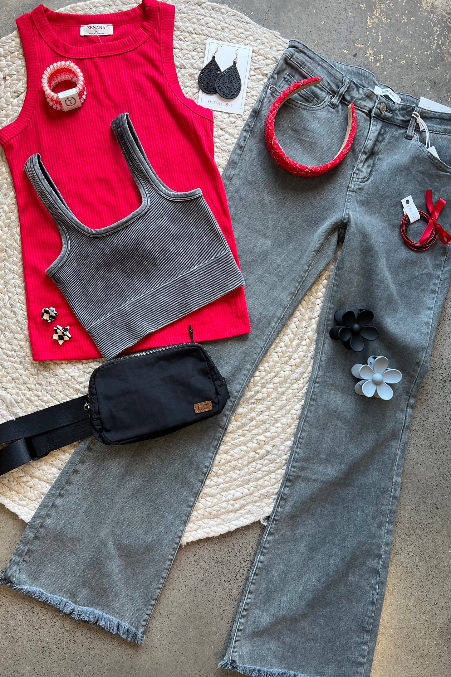 Red Game Day Ribbed Tank Top (S-L)