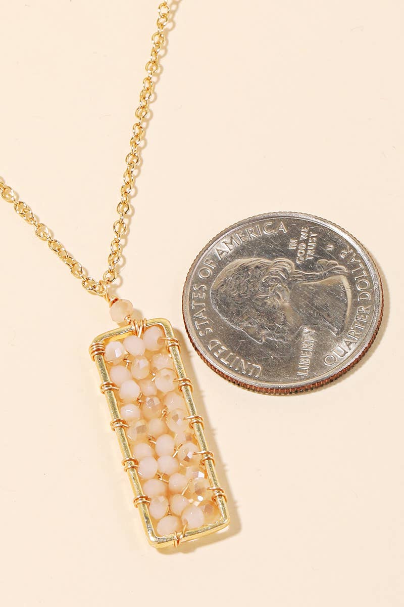 Beaded Rectangle Pendant Necklace