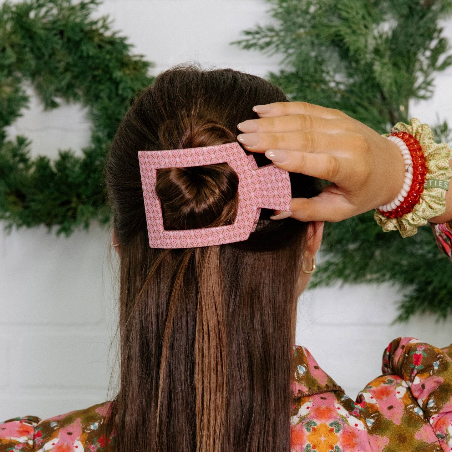 TELETIES - Berry Cozy | Large | Flat Square Hair Clip