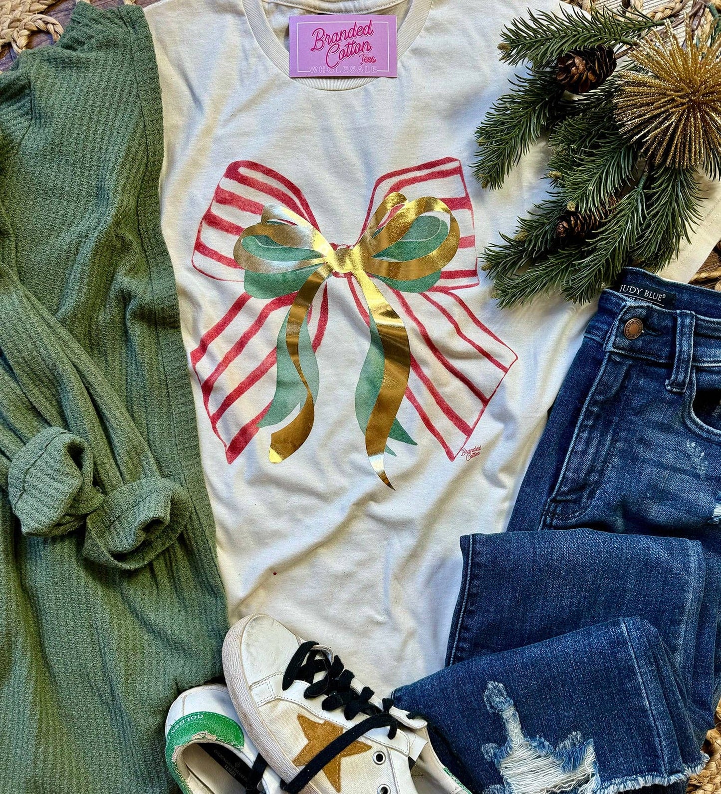 SALE! Christmas Bow Graphic Tee (S-3XL)
