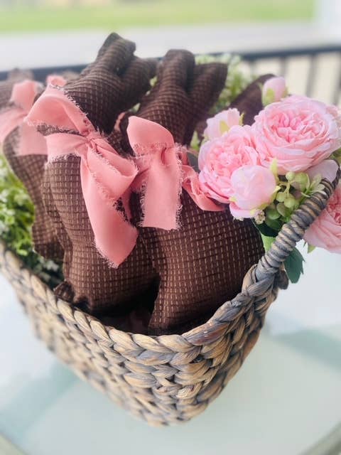 SALE!!!! Handmade Vintage Linen “Chocolate” Bunnies – Easter Rabbit