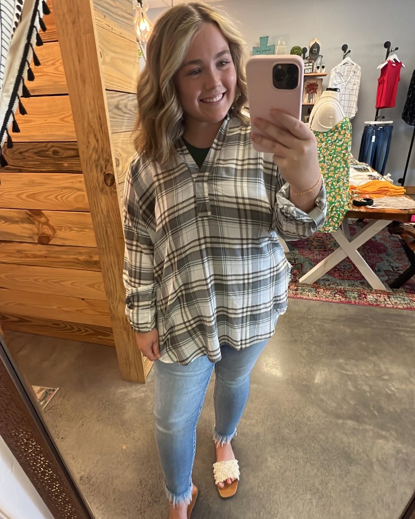 The Parker Plaid Top (S-3X)