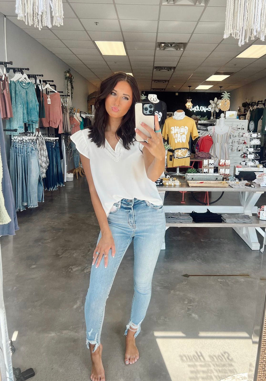 Cello Cropped Fringe Light Washed Jeans (1-22)