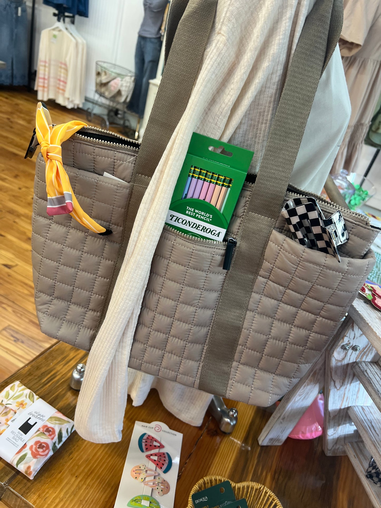 Quilted Nylon Tote Bag