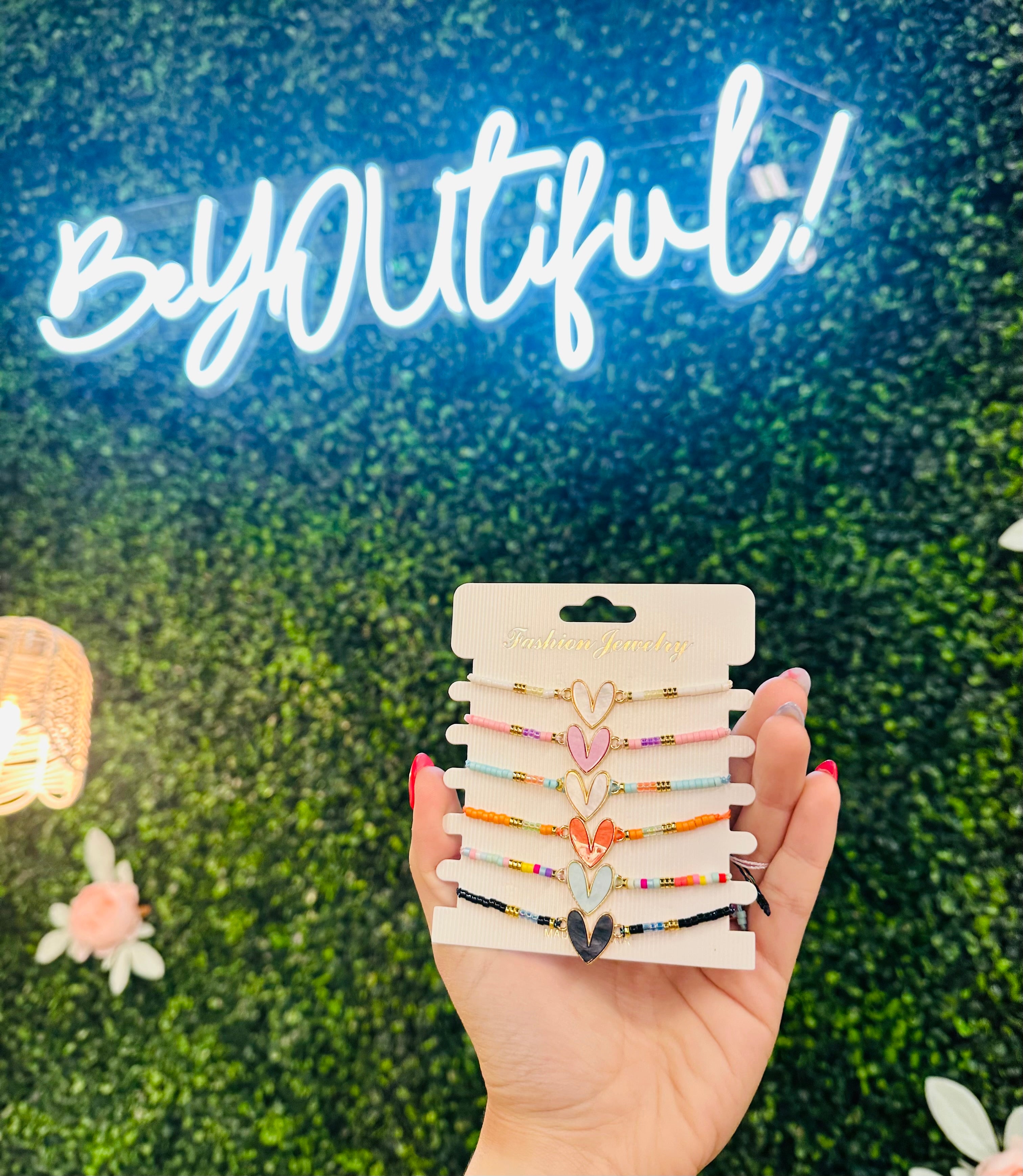 A Friend Loves at All Times Bracelet Set (6 heart bracelets)