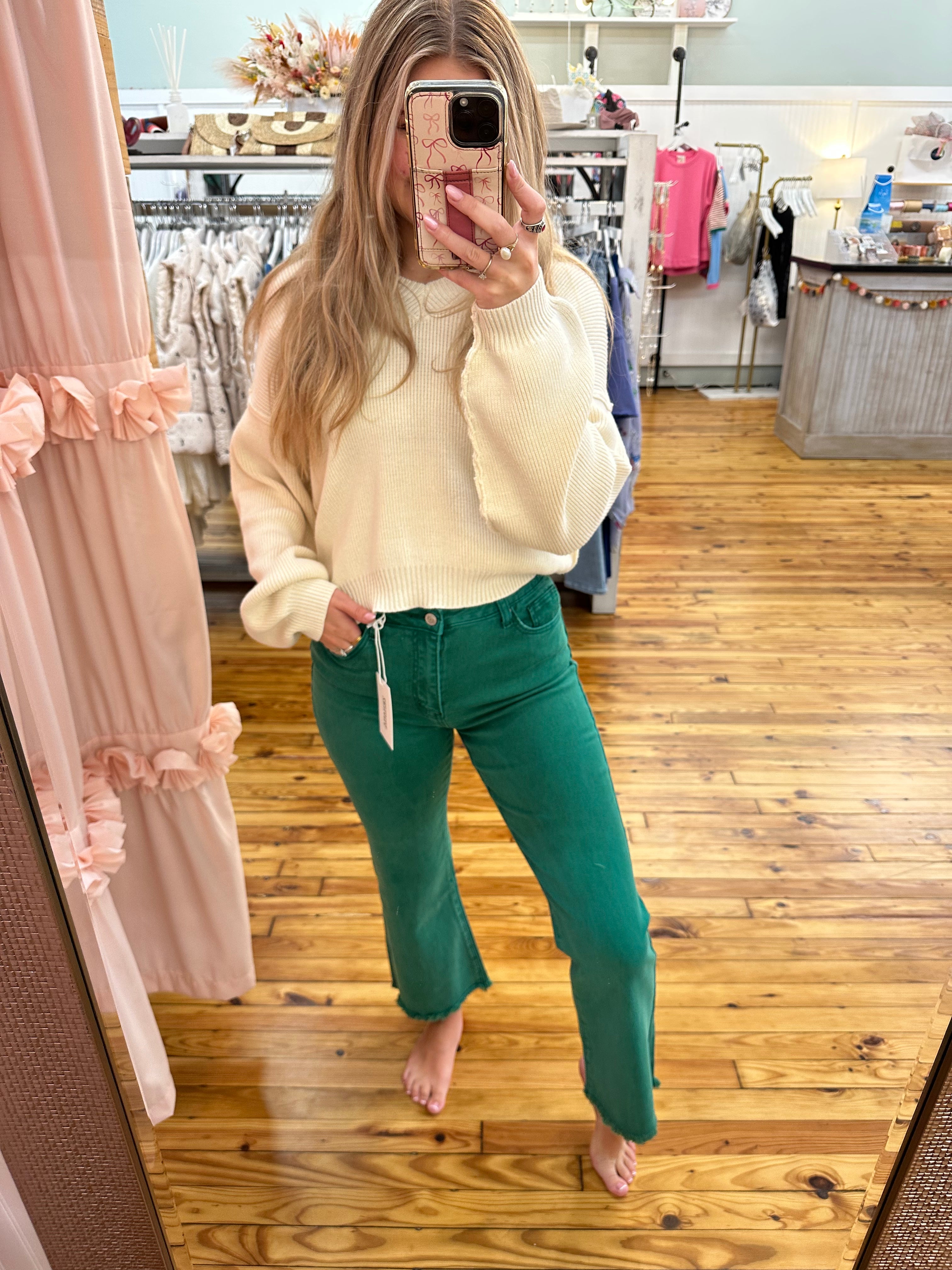 Acid Washed BOOTCUT Cropped Colored Pants (S-XL)(multiple color options)