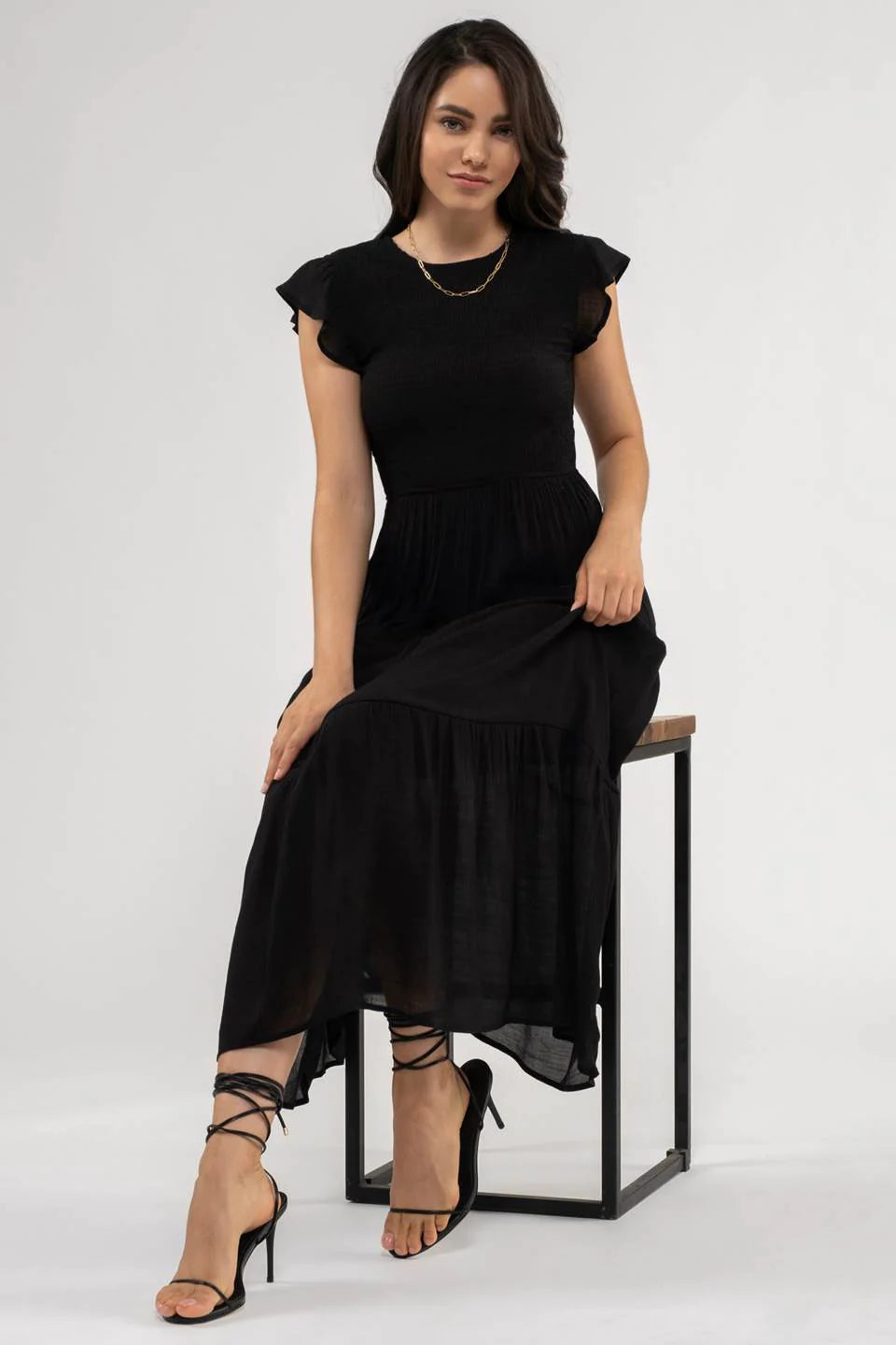 Smocked Tiered Midi Dress (S-3X)(3 Colors)