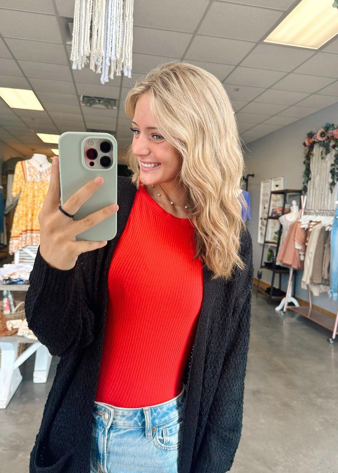 Red Game Day Ribbed Tank Top (S-L)