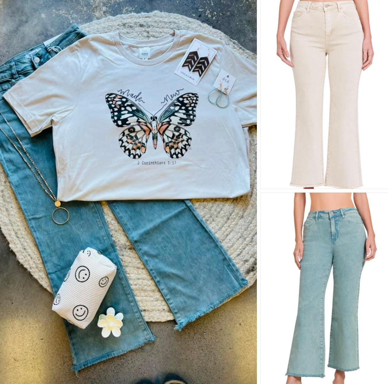 Acid Washed BOOTCUT Cropped Colored Pants (S-XL)(multiple color options)