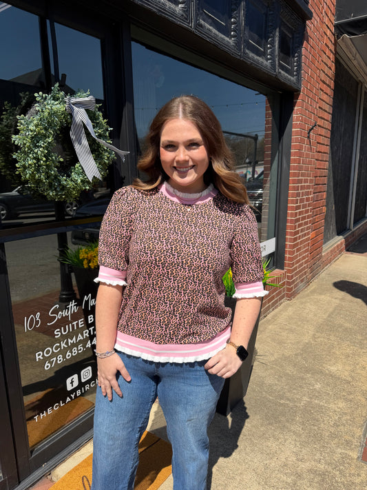 Emmie Leopard Print Knit Top (S-L)