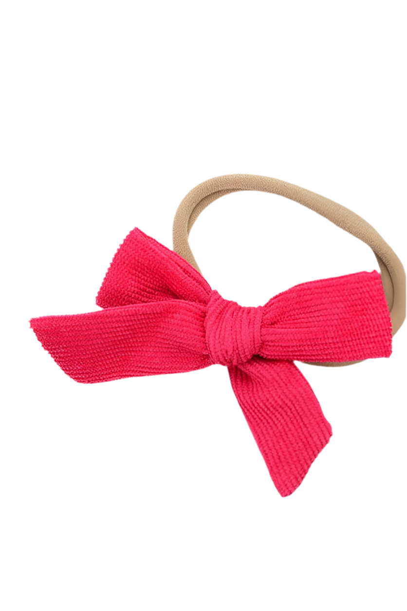 SALE! CORDUROY BOW HAIR TIES | (FUCHSIA or GREEN)