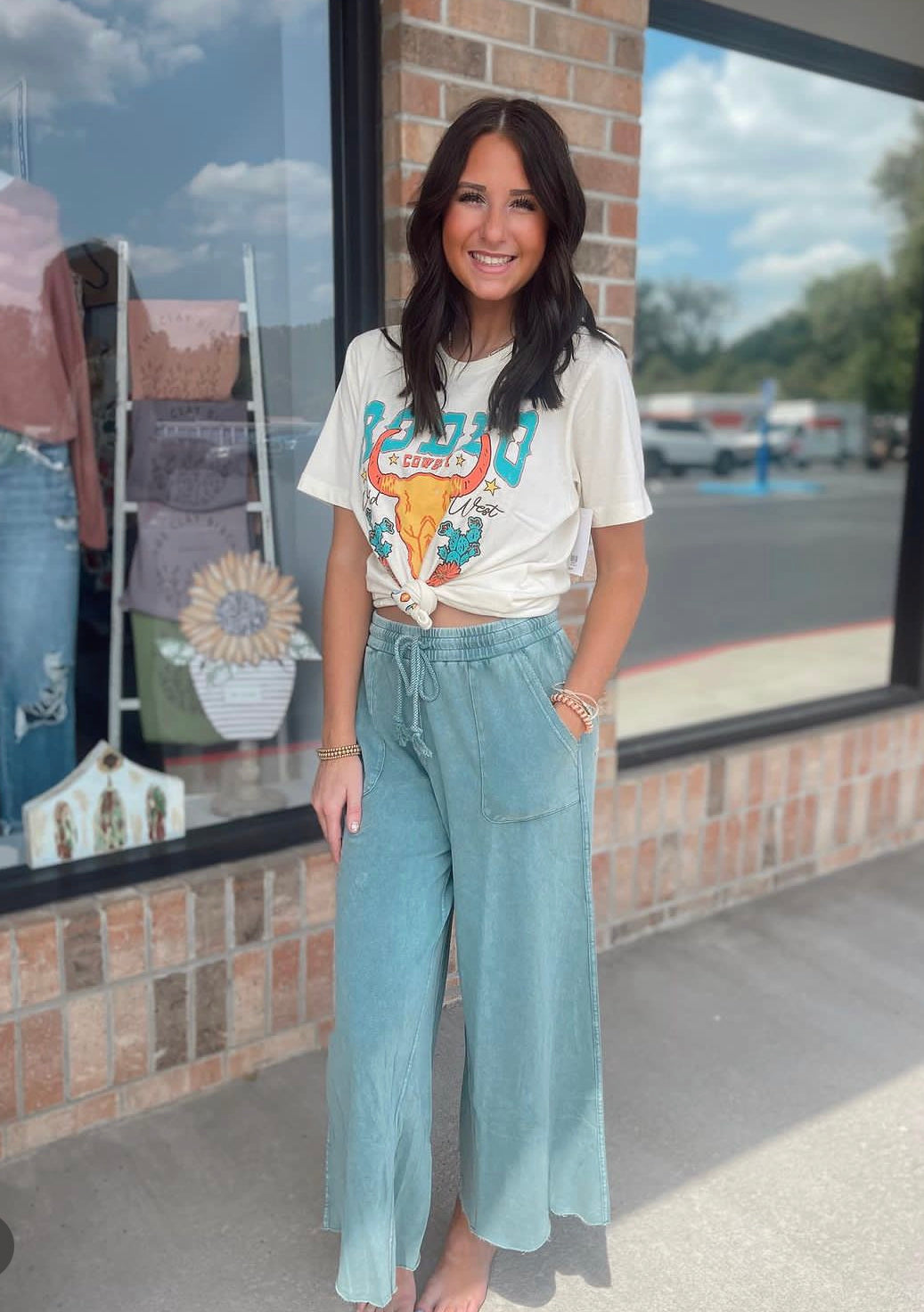 Washed Terry Knit Wide Pants (S-L)