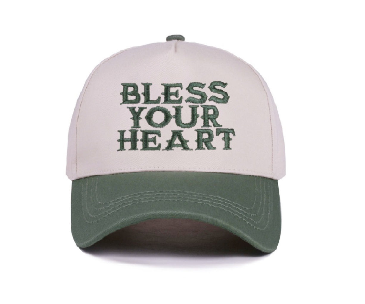 BLESS YOUR HEART TWO TONE CANVAS COTTON CAP
