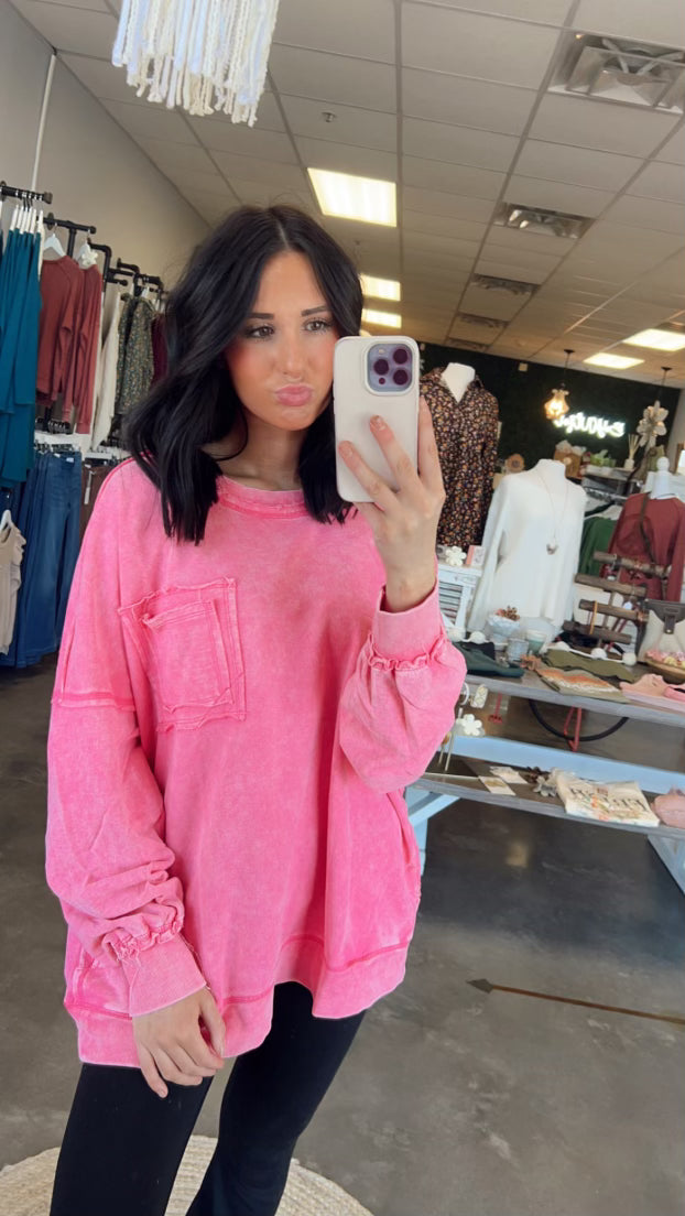 The Kimmie (PLUS) Sweatshirt w/ Chest Pocket (2 colors)(1X-3X)