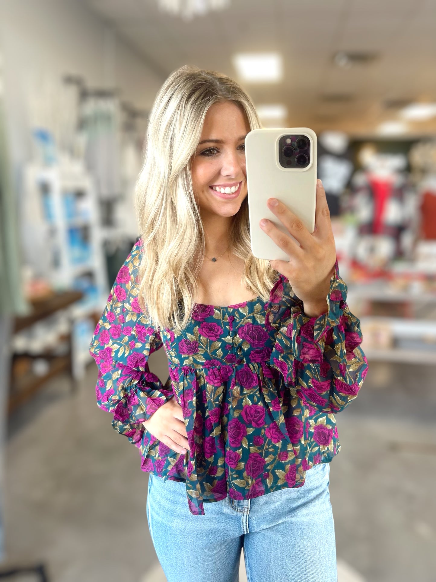 Floral Babydoll Blouse (S-L)