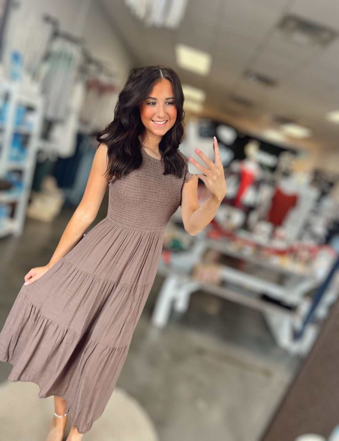 Smocked Tiered Midi Dress (S-3X)(3 Colors)