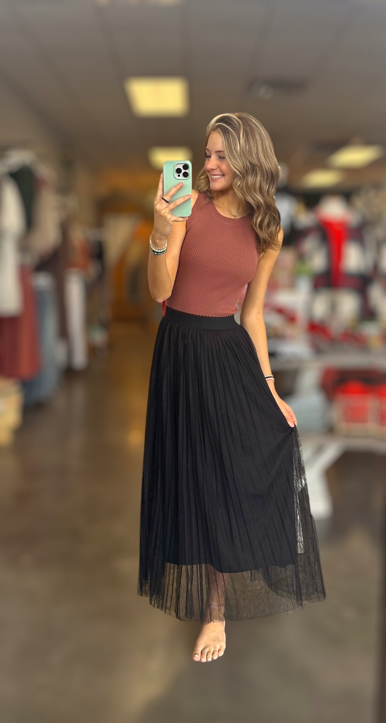 Love Me More Mesh Pleated Skirt (S-XL)